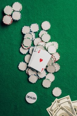 Live casino multi-camera dealer studio with card table and chips